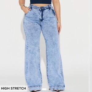 Fashion nova acid wash stretch wide pants